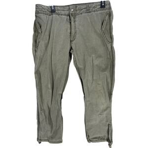 HM Pants 32 Olive Green Mid Rise 100% Cotton Utility Style Minimalist Casual